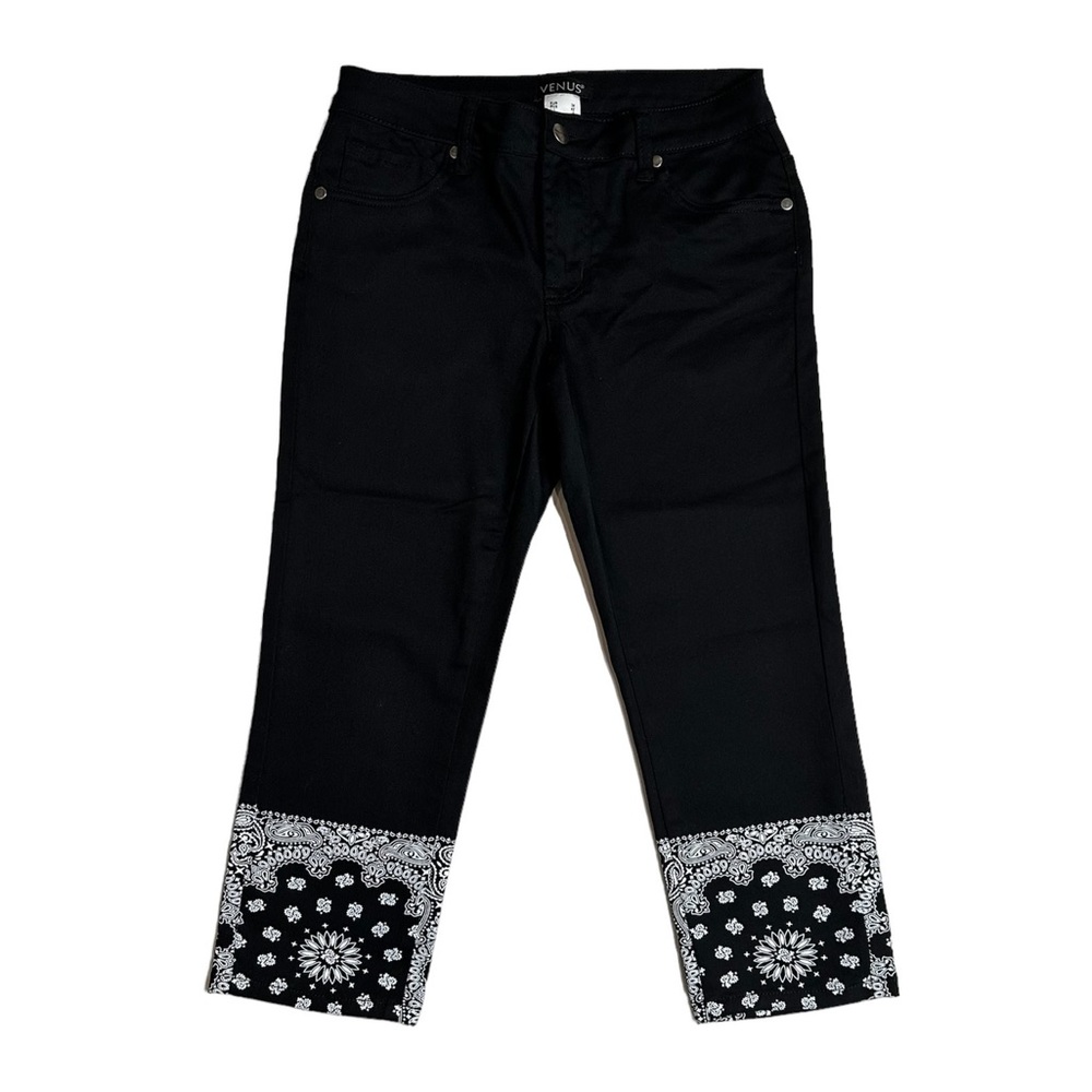 Venus Black Bandana Print Capri Jeggings Small 2
